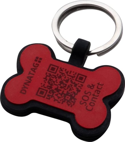 DynaTag Hondenpenning met QR-code - SOS Penning Hond Botje Siliconen Rood