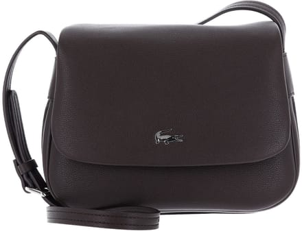 LACOSTE schoudertas Flap Crossover Bag Dark Brown donkerbruin