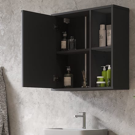 Vicco Leano Badkamerspiegelkast – 60 x 60 cm Antraciet/berg eik