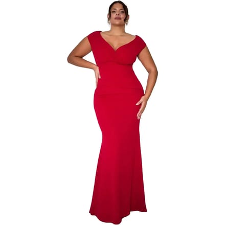 Damesjurk met plooi Goddiva Bardot Maxi