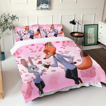 Zootopia Judy Nick Dekbedovertrek Set Dekbed Beddengoed 3D Kinderbeddengoed Set 3-Delig 1 Dekbedovertrek King Size EU Single(135*200cm)3pcs gray