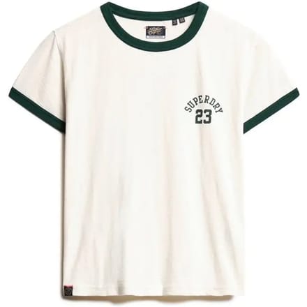 Superdry Athletic Essentials Ringer T-shirt met Aansluitende Pasvorm Crème Grootte: 44