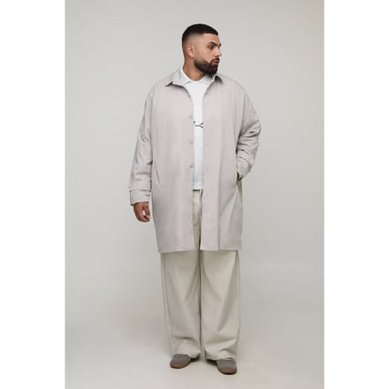 Plus Crinkle Oversized Mac | Grey | Size 2XL