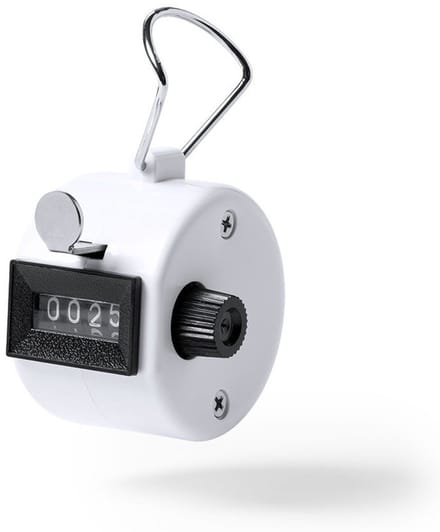 2x Handtellers/personentellers wit met vingerhouder 5 cm