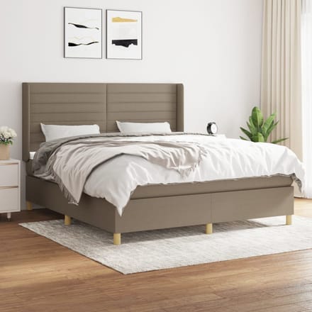 vidaXL - Boxspring - met - matras - stof - taupe - 160x200 - cm