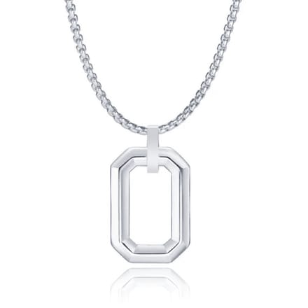 Mendes Herenketting met Minimalistische Geometrische Hanger - Zilver