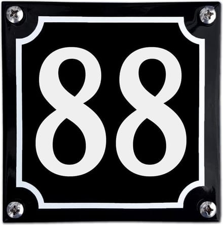 Zwart emaille huisnummer  - 88