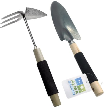 Alma Garden Tuingereedschap set spade / schoffel / hark - 30 cm - Moestuin - mini tuingereedschap