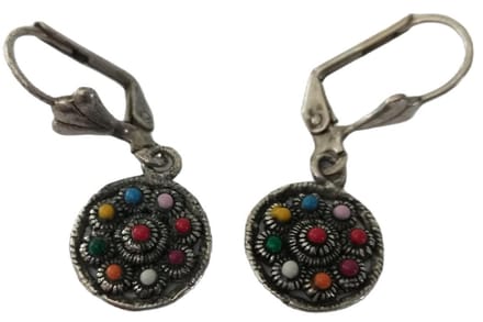 Zeeuws Meisje - Oorhangers plat zeeuws knoopje multicolour