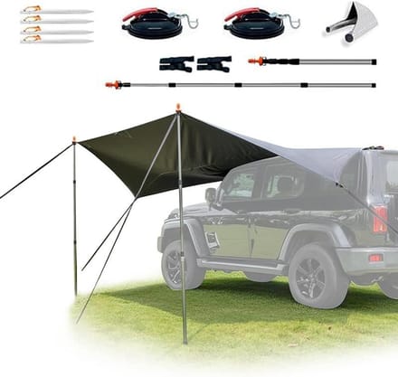 Motorluifel - Voortent Caravan - Kamperen Buiten - UV-bescherming Waterdicht - Groot Formaat - Grijs