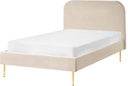 FLAYAT - Eenpersoonsbed - Lichtbeige - 120 x 200 cm - Fluweel