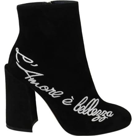 Dolce & Gabbana Black Suede L'Amore E'Bellezza Laars Schoenen