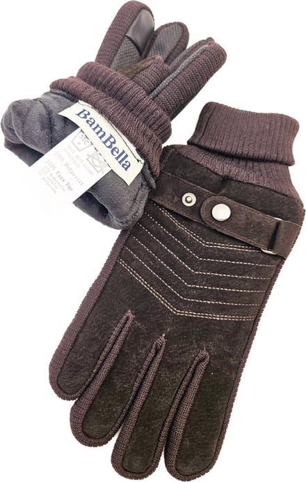 BamBella® Dikke kwaliteit thermo handschoenen bruin warme binnenkant touchscreen vinger top