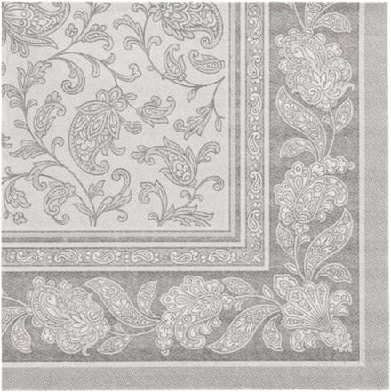 50 Servetten ROYAL Collection 1/4 vouw 40 cm x 40 cm grijs Ornaments