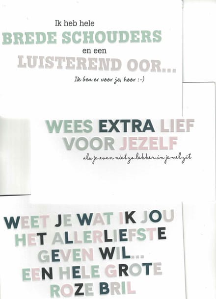 Wenskaarten - troost - hart onder de riem - medeleven - sterkte - set van 3 - Hallmark