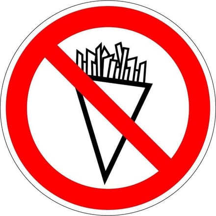 Friet verboden bord - kunststof 100 mm