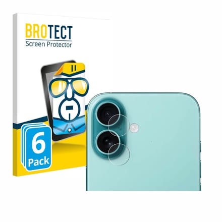 BROTECT - Screenprotector voor Apple iPhone 16 (ALLEEN Camera Lens) - Folie Beschermfolie transparant 6 Stuks