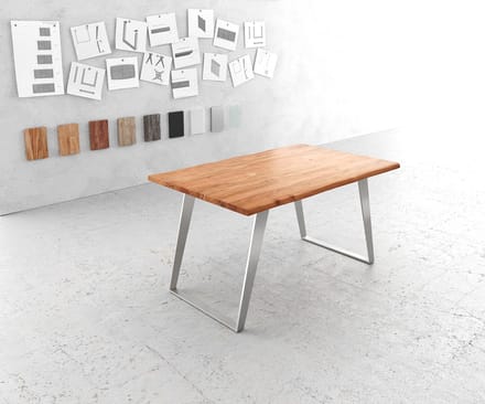 Eettafel Edge acacia natuur 140x90 edelstaal schuin Live-Edge