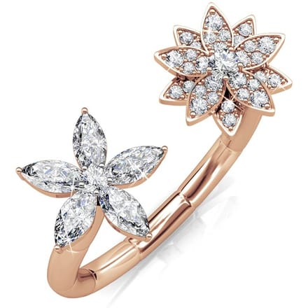 Fraternal Bloom Ring - Roségoud en kristal