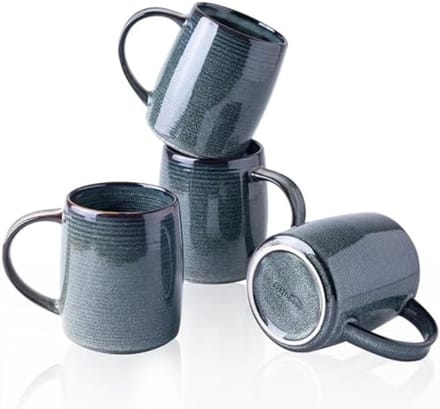 PromoHome Set van 4 Grote Keramische Mokken - Kleurverloop Design, Vaatwasserbestendig