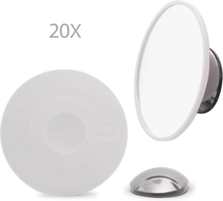 Bosign - Make-up / scheer spiegel - Wit - 20 x vergrotend - Zuignap en magnetisch - ∅ 11 cm