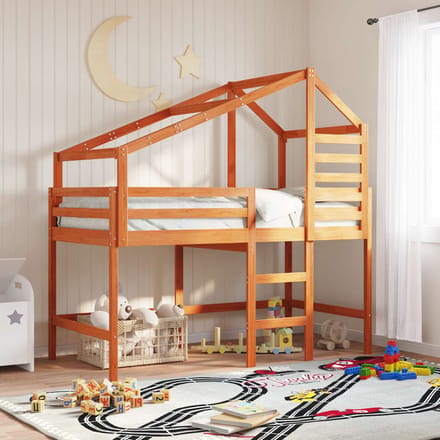vidaXL - Hoogslaper - bedframe - Waskleur - Bruin - 90 - x - 190 - cm