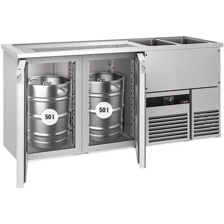 GGM Gastro Biertheke PREMIUM - 1950x700mm - 2 Türen Zilver