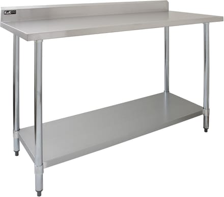 Rvs werktafel - rvs - 150cm - met opstaande rand en bodemschap