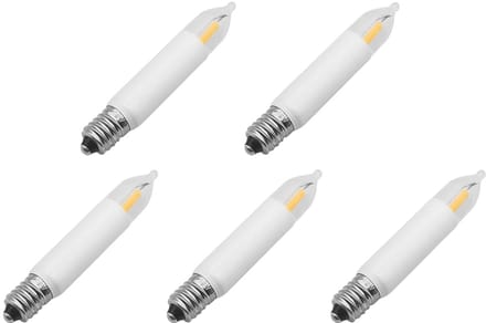 Reserve Kerstlampjes E10 LED Filament Kaars - 5 stuks - 10-55V - 0.2W - 2200K - 6.5cm - Warm Wit Licht