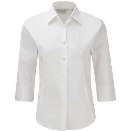 Russell Collectie Dames/Dames 3/4 Mouw Easy Care Gevoelig overhemd (Wit)