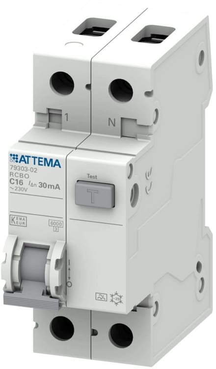ATTEMA Click-mate NXT aardlekautomaat 1-polig+nul 16A C-kar 30mA (AT90222)