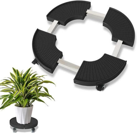Verstelbare Plantenroller Rond met Wielen – 360° Draaibaar, Max. 200 kg Belasting