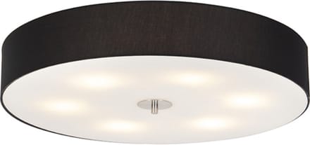 QAZQA Plafoniere Drum 70 rond zwart