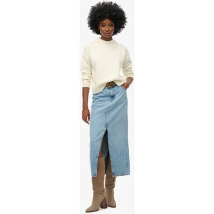 Superdry Denim Maxirok met Split Blauw Grootte: 34