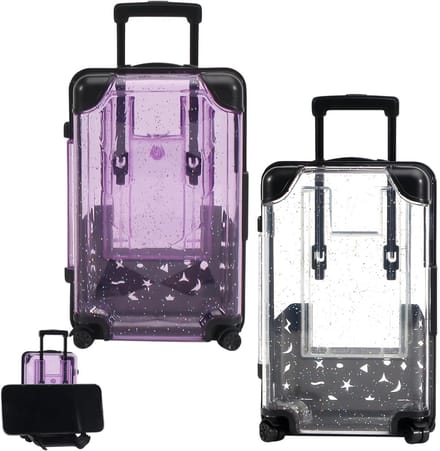 Mini Koffer Decoratie Set van 2, ABS Plastic Sequin Geschenkdoos voor Sieraden en Accessoires, Ideaal voor Reizen en Cadeaus