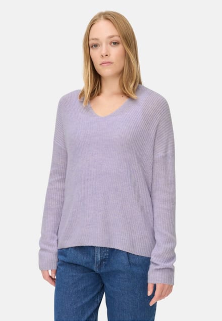camel active Gebreide trui met V-hals - Maat womenswear-M - Paars