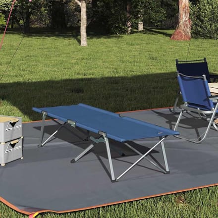 Opklapbed - Reisbed Campingbed - Buiten Ontspannen - Stabiel Stalen Frame - 194 cm Lengte - Blauw