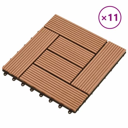 vidaXL - Terras - Tegel - 11 - st - Bruin - 30 - x - 30 - cm - WPC