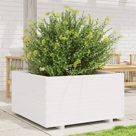 vidaXL - Plantenbak - 90x90x49,5 - cm - massief - grenenhout - wit