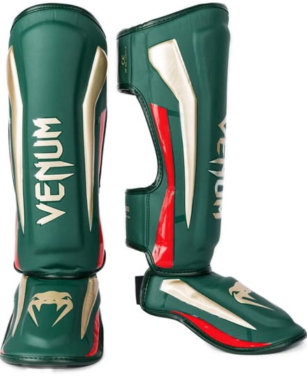 Venum Elite Scheenbeschermers Special Edition Groen Goud - XL