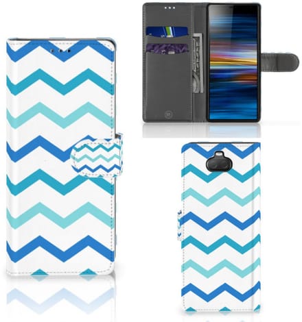 Sony Xperia 10 Telefoon Hoesje Zigzag Blauw
