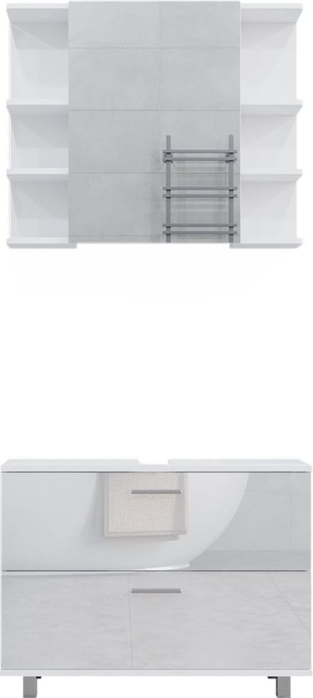 Vicco Badkamermeubelset Ilias, Wit Hoogglans, 2-delig