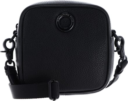 MANDARINA DUCK Leren Schoudertas Mellow Neon Camera Bag Nero Zwart