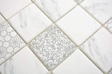 Mozaïektegels - Muurdecoratie - Keuken Douche - Mat Glas - 1 Matte - Carrara
