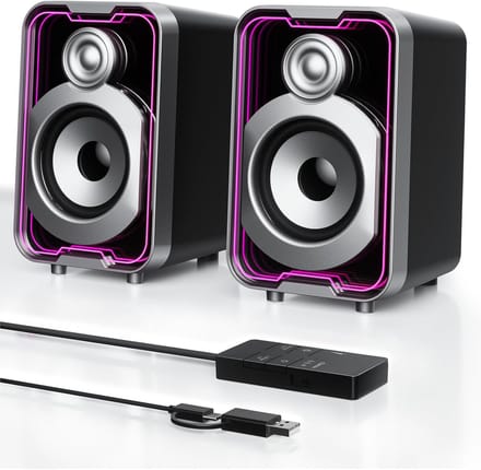 PC Luidsprekers - Stereo Boxen - Desktop Gaming - Bluetooth Connectie - 9.5 x 9 x 14 cm - Zwart