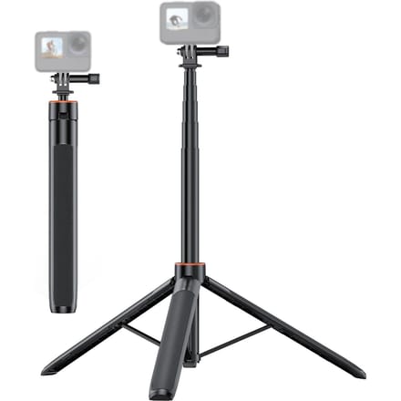 Trépied Selfie Stick pour Caméra d'Action 54 Pouces Extensible 2-en-1 Support en Alliage d'Aluminium pour Prise de Vue
