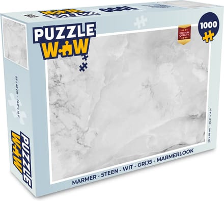 Puzzel Marmer - Steen - Wit - Grijs - Marmerlook - Legpuzzel - Puzzel 1000 stukjes volwassenen