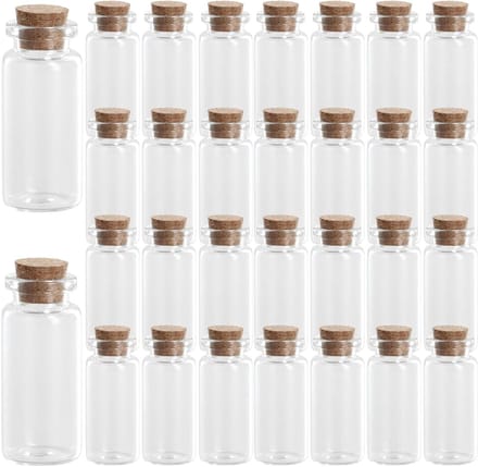 Mini glazen flessen met kurk 10 ml - 30 stuks