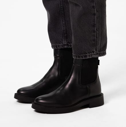 Manfield - Dames - Zwarte leren chelsea boots - Maat 38