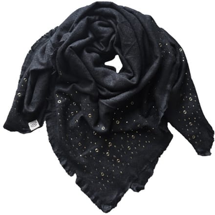 Black Tignes effen sjaal met stoere details - damessjaal